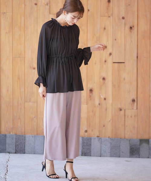 rps（アールピーエス）の「ウエストドロストチュニック（シャツ/ブラウス・レディース・モカ/オフホワイト/ブラック・M）」の4枚目の写真