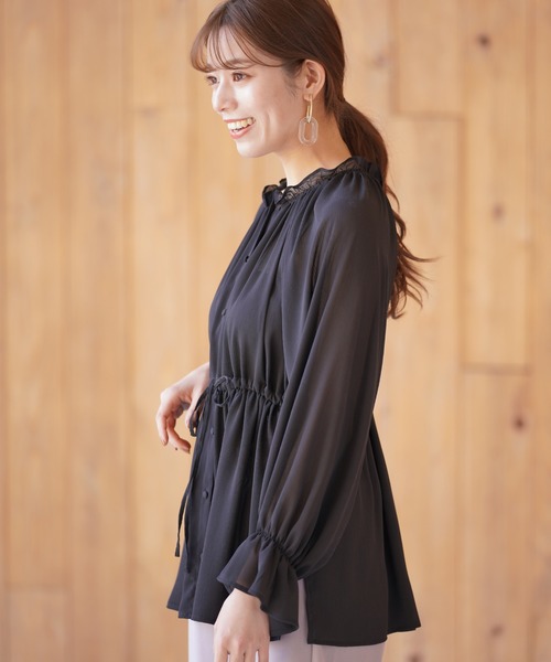 rps（アールピーエス）の「ウエストドロストチュニック（シャツ/ブラウス・レディース・モカ/オフホワイト/ブラック・M）」の8枚目の写真