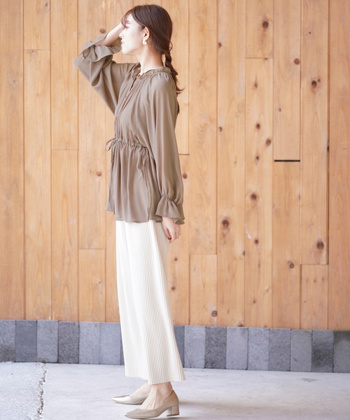 rps（アールピーエス）の「ウエストドロストチュニック（シャツ/ブラウス・レディース・モカ/オフホワイト/ブラック・M）」の14枚目の写真