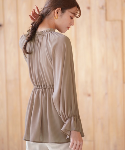 rps（アールピーエス）の「ウエストドロストチュニック（シャツ/ブラウス・レディース・モカ/オフホワイト/ブラック・M）」の10枚目の写真