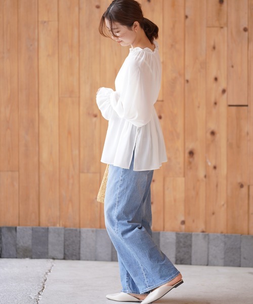 rps（アールピーエス）の「ウエストドロストチュニック（シャツ/ブラウス・レディース・モカ/オフホワイト/ブラック・M）」の13枚目の写真