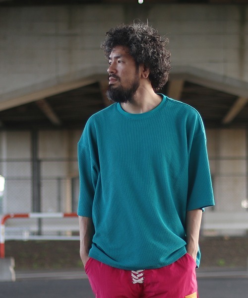 NATAL DESIGN(ネイタルデザイン)の「【ネイタルデザイン】HEAVY WAFFLE WIDE TEE(Tシャツ/カットソー・メンズ・ベージュ/グリーン系その他/ブルー系その他/イエロー・X-SMALL/SMALL/MEDIUM/LARGE)」の4枚目の写真