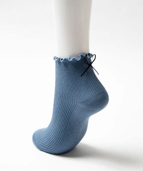 WEGO（ウィゴー）の「WEGO/細リボン付きソックス（ソックス/靴下・レディース・ホワイト/ライトグレー/ブラック/ブラウン/ブルー/ライトブラウン/ワイン・FREE）」の9枚目の写真