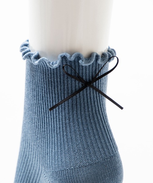 WEGO（ウィゴー）の「WEGO/細リボン付きソックス（ソックス/靴下・レディース・ホワイト/ライトグレー/ブラック/ブラウン/ブルー/ライトブラウン/ワイン・FREE）」の10枚目の写真