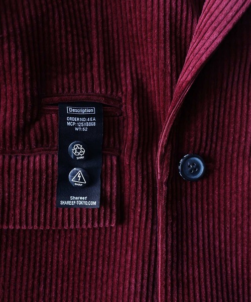 SHAREEF(シャリーフ)の「CORDUROY DOUBLE JK(テーラードジャケット・メンズ・ブラック/ターコイズブルー/モカ/バーガンディー・1/2/3)」の19枚目の写真