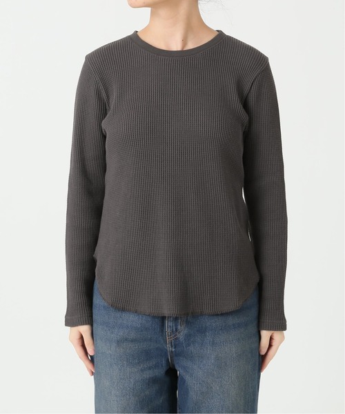 SLOBE IENA（スローブイエナ）の「コットンワッフルプルオーバー【手洗い可能】◆（Tシャツ/カットソー・レディース・チャコールグレー/ベージュ/ブルー/アイボリー・FREE）」の8枚目の写真