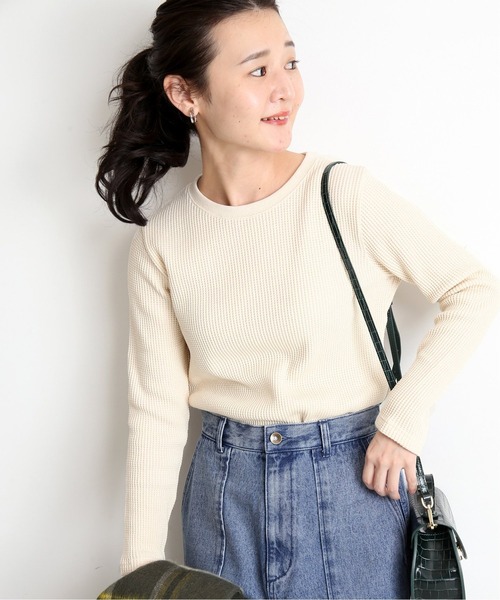 セール】コットンワッフルプルオーバー【手洗い可能】◇（T