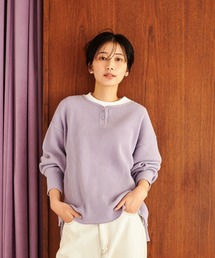 FRUIT OF THE LOOM（フルーツオブザルーム）の「FRUIT OF THE LOOM/別注ワッフルヘンリーネックシャツ 長袖（Tシャツ/カットソー・レディース）」