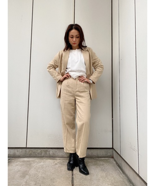 LiSeek（リシーク）の「【LiSeeK】リネンライクテーパードPT（その他パンツ・レディース・イエロー/アイボリー/ブラウン/ベージュ・FREE）」の14枚目の写真