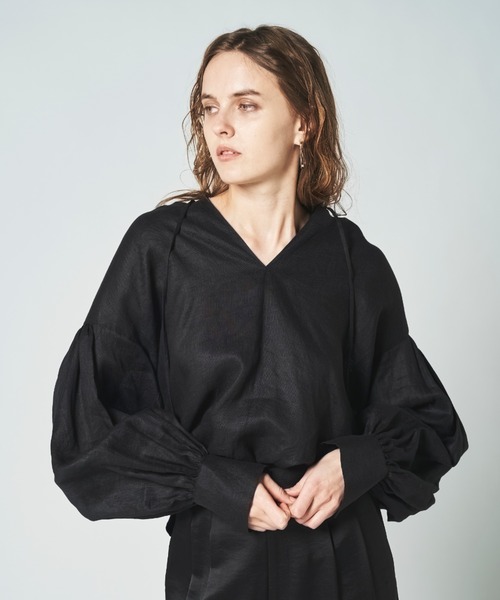 N.O.R.C(ノーク)の「リネンカフタンブラウス(シャツ/ブラウス・レディース・ホワイト/ブラック・S/M)」の2枚目の写真