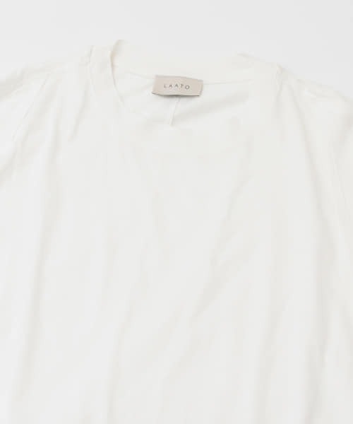 LAATO（ラート）の「DOLMAN SLIT LONG T-SHIRTS（Tシャツ/カットソー・レディース・ホワイト/ブラック・FREE）」の5枚目の写真