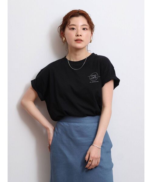 Ungrid(アングリッド)の「メッセージロゴデザインTee(Tシャツ/カットソー・レディース・ブラック/オフホワイト/サーモンピンク・FREE)」の5枚目の写真