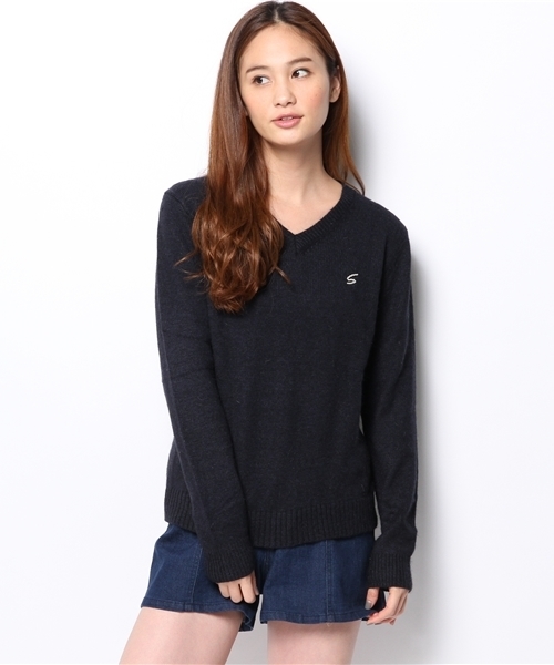 Chico(チコ)の「ナイロンアンゴラVニット(ニット/セーター・レディース・グレー/ホワイト/レッド/ミント/ネイビー・FREE)」の7枚目の写真