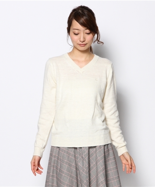 Chico(チコ)の「ナイロンアンゴラVニット(ニット/セーター・レディース・グレー/ホワイト/レッド/ミント/ネイビー・FREE)」の14枚目の写真