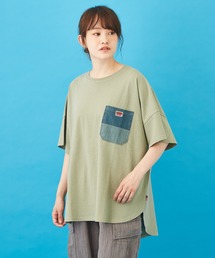 CUBE SUGAR（キューブシュガー）の「WEB限定 USコットン 天竺 × フライス 半袖 ラウンド裾 ヒッコリーポケット Tシャツ（Tシャツ/カットソー）」