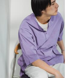 green label relaxing | ＜green label relaxing＞ ストレッチ タイプライター バンドカラー 半袖 シャツ(シャツ/ブラウス)