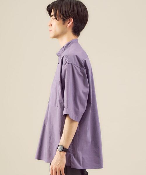 green label relaxing(グリーンレーベルリラクシング)の「OLT <green label relaxing> ストレッチ タイプライター バンドカラー 半袖 シャツ(シャツ/ブラウス・メンズ・オフホワイト/ブラック/ライラック・L/M/XL/S)」の9枚目の写真