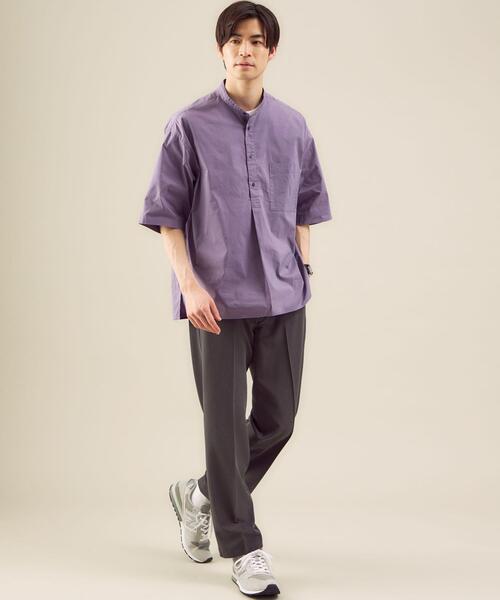 green label relaxing(グリーンレーベルリラクシング)の「OLT <green label relaxing> ストレッチ タイプライター バンドカラー 半袖 シャツ(シャツ/ブラウス・メンズ・オフホワイト/ブラック/ライラック・L/M/XL/S)」の18枚目の写真