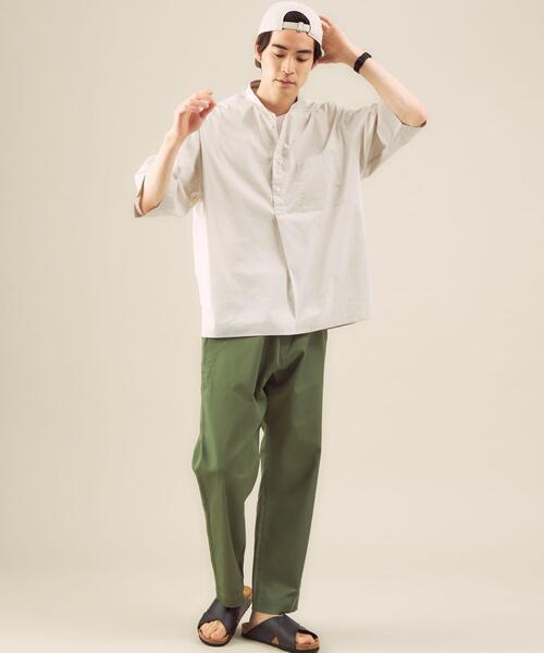 green label relaxing(グリーンレーベルリラクシング)の「OLT <green label relaxing> ストレッチ タイプライター バンドカラー 半袖 シャツ(シャツ/ブラウス・メンズ・オフホワイト/ブラック/ライラック・L/M/XL/S)」の19枚目の写真