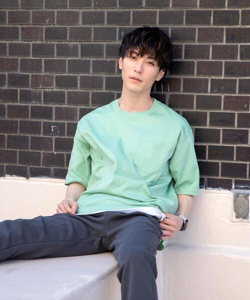 coen（コーエン）の「ポンチリラックスハーフスリーブTシャツ（Tシャツ/カットソー・メンズ・ライム/ブラック/ホワイト/グレー・MEDIUM/X-LARGE/SMALL/LARGE）」の18枚目の写真