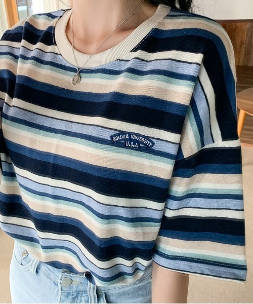 SONA（ソナ）の「SONYUNARA レインボーカジュアル半袖Tシャツ（Tシャツ/カットソー・レディース・ブルー/ワイン・FREE）」の10枚目の写真
