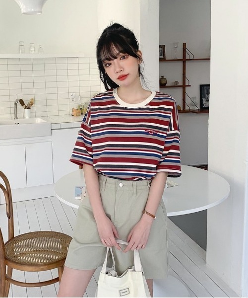 SONA（ソナ）の「SONYUNARA レインボーカジュアル半袖Tシャツ（Tシャツ/カットソー・レディース・ブルー/ワイン・FREE）」の4枚目の写真