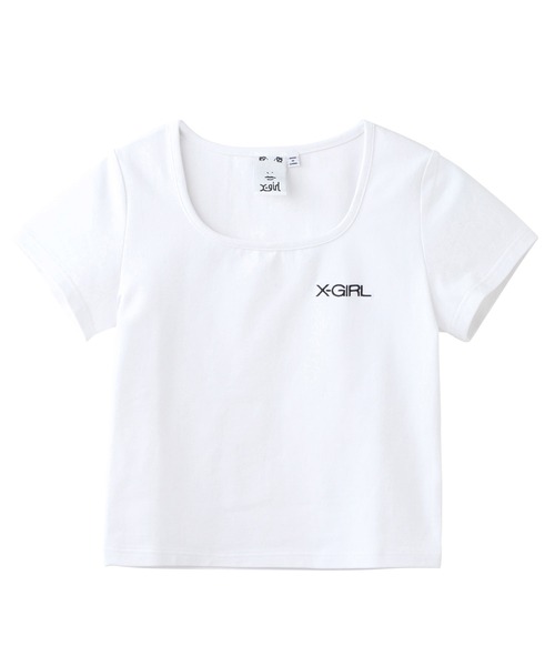 X-girl（エックスガール）の「SQUARE NECK BABY TEE（Tシャツ/カットソー・レディース・ライトグリーン/ブラック/ホワイト・M/S）」の8枚目の写真