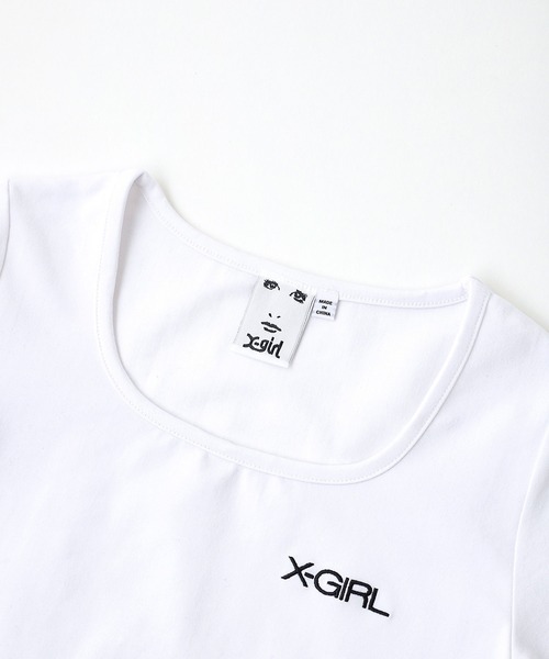 X-girl（エックスガール）の「SQUARE NECK BABY TEE（Tシャツ/カットソー・レディース・ライトグリーン/ブラック/ホワイト・M/S）」の20枚目の写真