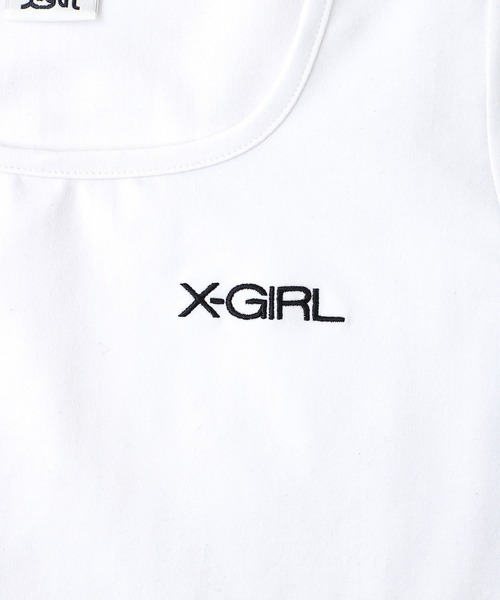 X-girl（エックスガール）の「SQUARE NECK BABY TEE（Tシャツ/カットソー・レディース・ライトグリーン/ブラック/ホワイト・M/S）」の6枚目の写真