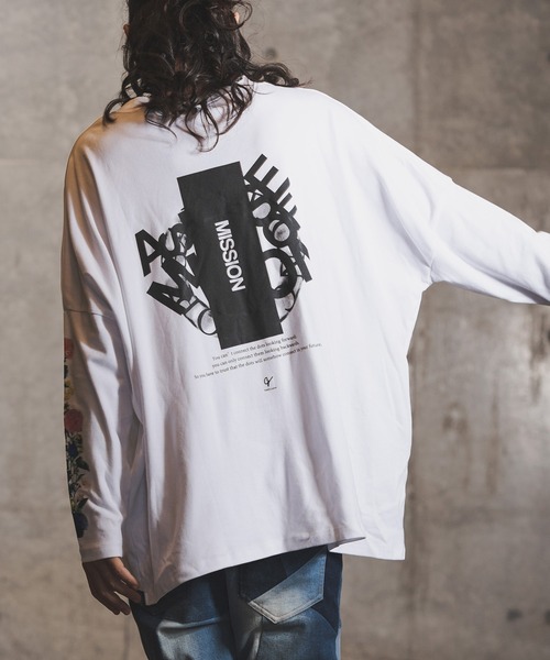 GLIMCLAP(グリムクラップ)の「mlt3499-Printed design long sleeves T-shirt Tシャツ(Tシャツ/カットソー・メンズ・ホワイト/ブラック・S/L/M)」の5枚目の写真