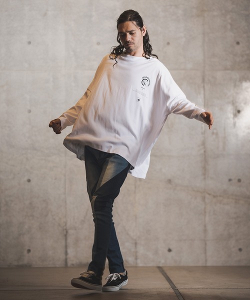 GLIMCLAP(グリムクラップ)の「mlt3499-Printed design long sleeves T-shirt Tシャツ(Tシャツ/カットソー・メンズ・ホワイト/ブラック・S/L/M)」の8枚目の写真