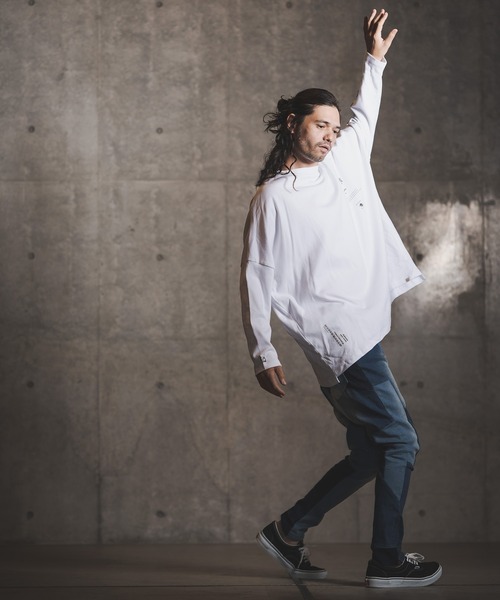 GLIMCLAP(グリムクラップ)の「mlt3499-Printed design long sleeves T-shirt Tシャツ(Tシャツ/カットソー・メンズ・ホワイト/ブラック・S/L/M)」の10枚目の写真
