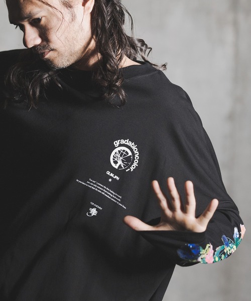 GLIMCLAP(グリムクラップ)の「mlt3499-Printed design long sleeves T-shirt Tシャツ(Tシャツ/カットソー・メンズ・ホワイト/ブラック・S/L/M)」の13枚目の写真