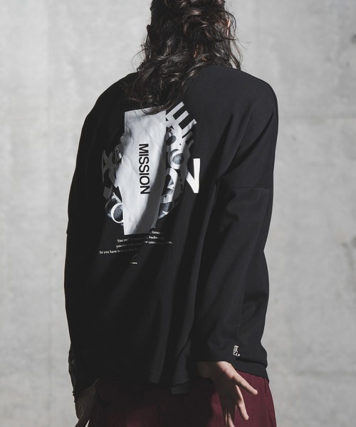 GLIMCLAP(グリムクラップ)の「mlt3499-Printed design long sleeves T-shirt Tシャツ(Tシャツ/カットソー・メンズ・ホワイト/ブラック・S/L/M)」の14枚目の写真