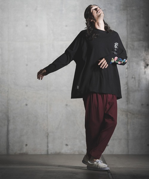 GLIMCLAP(グリムクラップ)の「mlt3499-Printed design long sleeves T-shirt Tシャツ(Tシャツ/カットソー・メンズ・ホワイト/ブラック・S/L/M)」の17枚目の写真