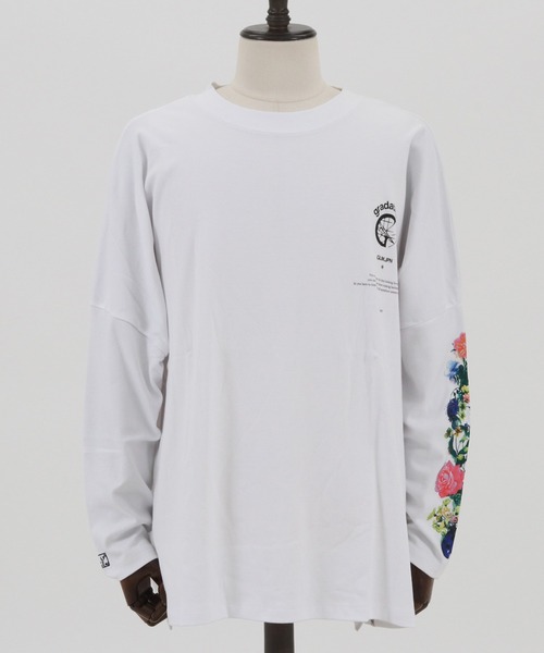 GLIMCLAP(グリムクラップ)の「mlt3499-Printed design long sleeves T-shirt Tシャツ(Tシャツ/カットソー・メンズ・ホワイト/ブラック・S/L/M)」の22枚目の写真
