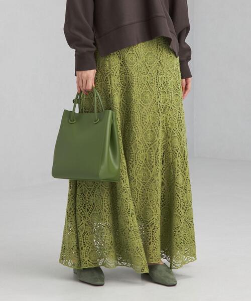 green label relaxing（グリーンレーベルリラクシング）の「トルコレース マーメイド スカート（スカート・レディース・オフホワイト/ライム/ダークグレー・38/36）」の15枚目の写真