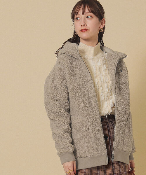 Ray BEAMS（レイビームス）の「GYMPHLEX / ボア ジップ フーディ（パーカー・レディース・ブラウン/シルバー・14/16）」の4枚目の写真