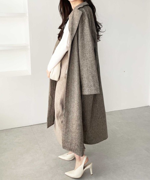 GeeRA(ジーラ)の「へリンボーン柄ロングアウター(その他アウター・レディース・ベージュ/ブラウン・X-LARGE/LARGE/MEDIUM)」の7枚目の写真