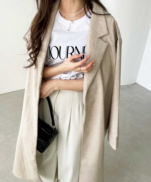 GeeRA(ジーラ)の「へリンボーン柄ロングアウター(その他アウター・レディース・ベージュ/ブラウン・X-LARGE/LARGE/MEDIUM)」の14枚目の写真