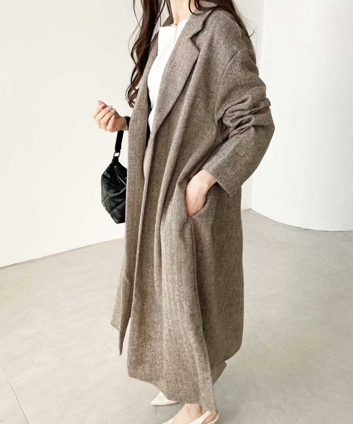 GeeRA(ジーラ)の「へリンボーン柄ロングアウター(その他アウター・レディース・ベージュ/ブラウン・X-LARGE/LARGE/MEDIUM)」の6枚目の写真