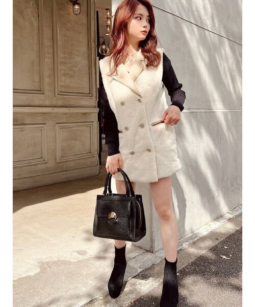 RESEXXY（リゼクシー）の「フェイクレザーポイントファージレ（その他アウター・レディース・ベージュ/アイボリー/ブラック・FREE）」の2枚目の写真