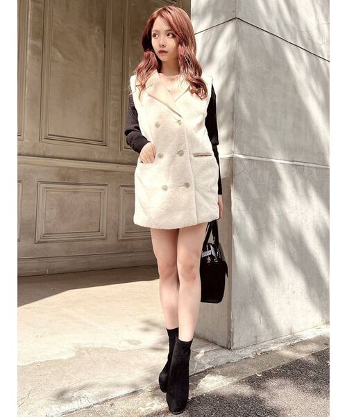 RESEXXY（リゼクシー）の「フェイクレザーポイントファージレ（その他アウター・レディース・ベージュ/アイボリー/ブラック・FREE）」の5枚目の写真