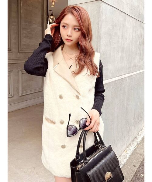 RESEXXY（リゼクシー）の「フェイクレザーポイントファージレ（その他アウター・レディース・ベージュ/アイボリー/ブラック・FREE）」の6枚目の写真