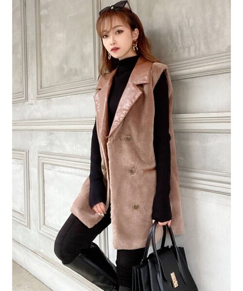 RESEXXY（リゼクシー）の「フェイクレザーポイントファージレ（その他アウター・レディース・ベージュ/アイボリー/ブラック・FREE）」の9枚目の写真