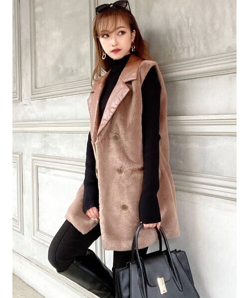 RESEXXY（リゼクシー）の「フェイクレザーポイントファージレ（その他アウター・レディース・ベージュ/アイボリー/ブラック・FREE）」の10枚目の写真