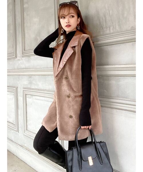 RESEXXY（リゼクシー）の「フェイクレザーポイントファージレ（その他アウター・レディース・ベージュ/アイボリー/ブラック・FREE）」の12枚目の写真