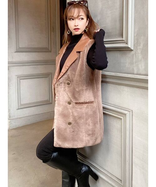 RESEXXY（リゼクシー）の「フェイクレザーポイントファージレ（その他アウター・レディース・ベージュ/アイボリー/ブラック・FREE）」の13枚目の写真