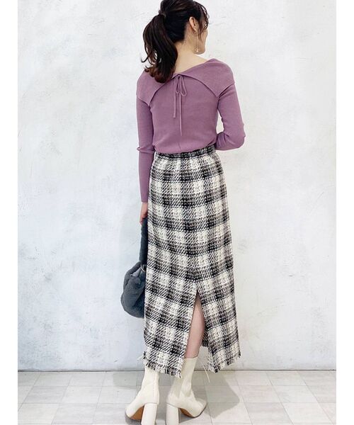 MERCURYDUO(マーキュリーデュオ)の「セーラーカラーオフショル2WAYニット(ニット/セーター・レディース・オフホワイト/ブラック/ミント/ピンク・FREE)」の19枚目の写真