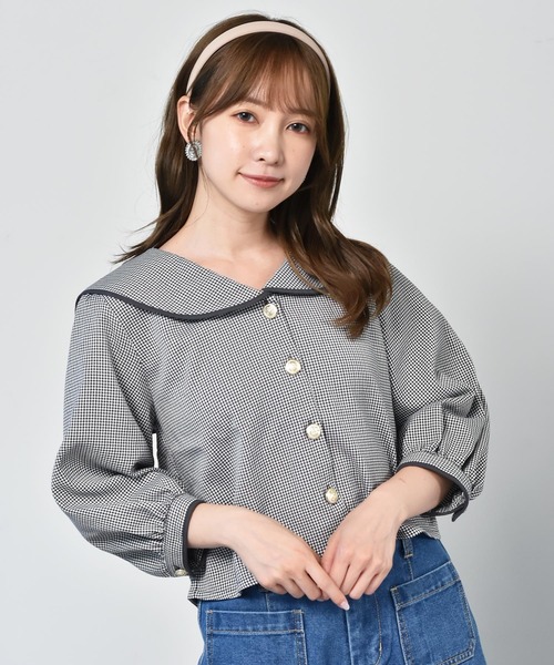 ems excite（エムズエキサイト）の「セーラーcheckブラウス（シャツ